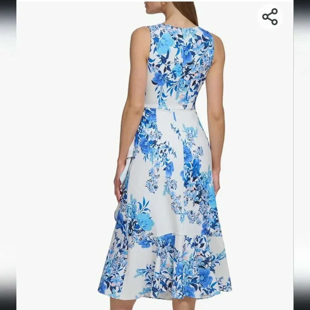 New Eliza J Women's Midi Style‎ Printed Knit Sleeveless Vneck Floral Dress 6 - Picture 9 of 9